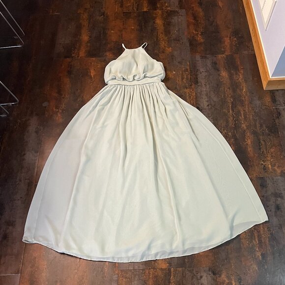 JJ's House Pale Sage Lined Sleeveless Halter Bridesmaid/Prom Gown w/Sash Sz 2 - Picture 8 of 13
